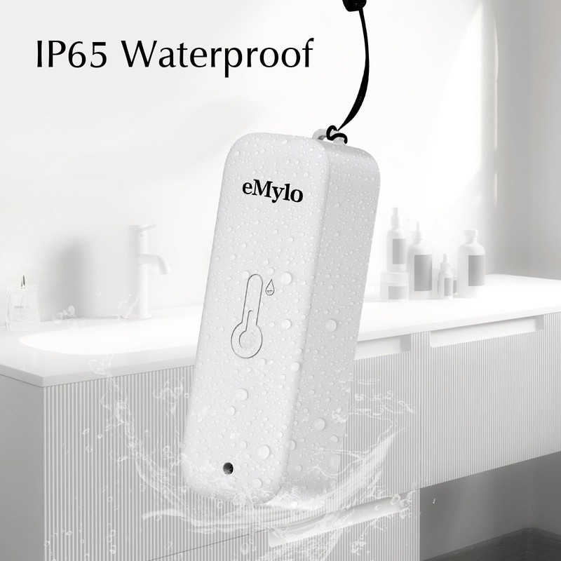 eMylo WiFi Thermometer Hygrometer Indoor IP65 Waterproof White Pack of