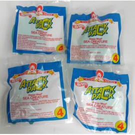 McDonald's Vintage 1994 McDonald's Hot Wheels Attack Pack Sea Creature #4 Lot of 4 New