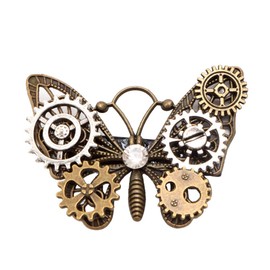 BLESSUME Gothic Woman Steampunk Gang Wing Watch Butterfly Hat Lace Hair Clip Headpiece -