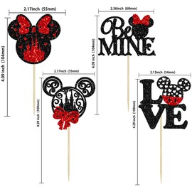 24 piezas inspiradas en ratones para magdalenas del día de San Valentín con purpurina Be Mine Love para el día de San Valentín, bodas, despedidas de soltera, fiestas de cumpleaños, decoraciones para