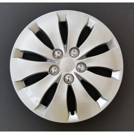 New Wheel Covers Hubcaps Replacements Fits 2008-2012 Honda Accord, 16 Inch; 10 Spoke; Silver Color; Plastic; Set of 4; Spring Steel Clip