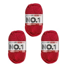 myboshi No.1 Wool for Crochet and Knitting, Quick Knitting Yarn, Durable Hat Wool, Knitting Wool, Crochet Wool, Mulesing-Free, 50 g, LL 55 m Red (Chilli Red) 3 Balls