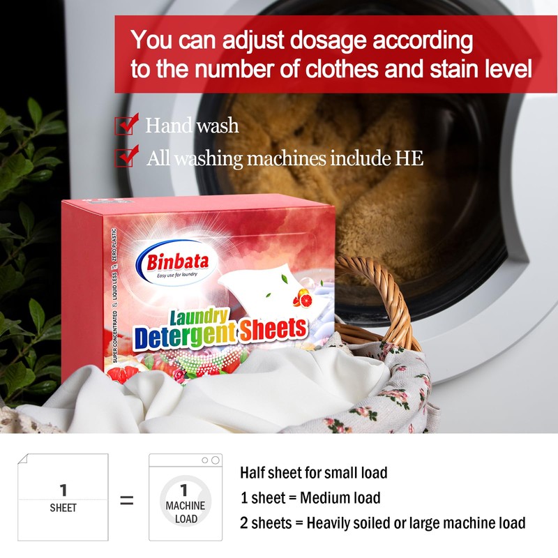 Binbata Laundry Detergent Sheets, 200 Loads Scarlet Encounter Scent Hypoallergenic