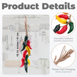 Gresorth 1 Pcs Artificial Ceramics Pepper String Fake Colorful Chili Decoration Realistic Hanging Vegetable Garland Ornament Cabinet Thanksgiving