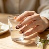 Uñas postizas cuadradas de color marrón medio hechas a mano,