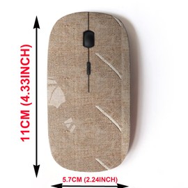 CJCBROES 2.4G Wireless Mouse with Cute Pattern Design for All Laptops and Desktops with Nano Receiver - Nature Linen Fabric Texture Folded