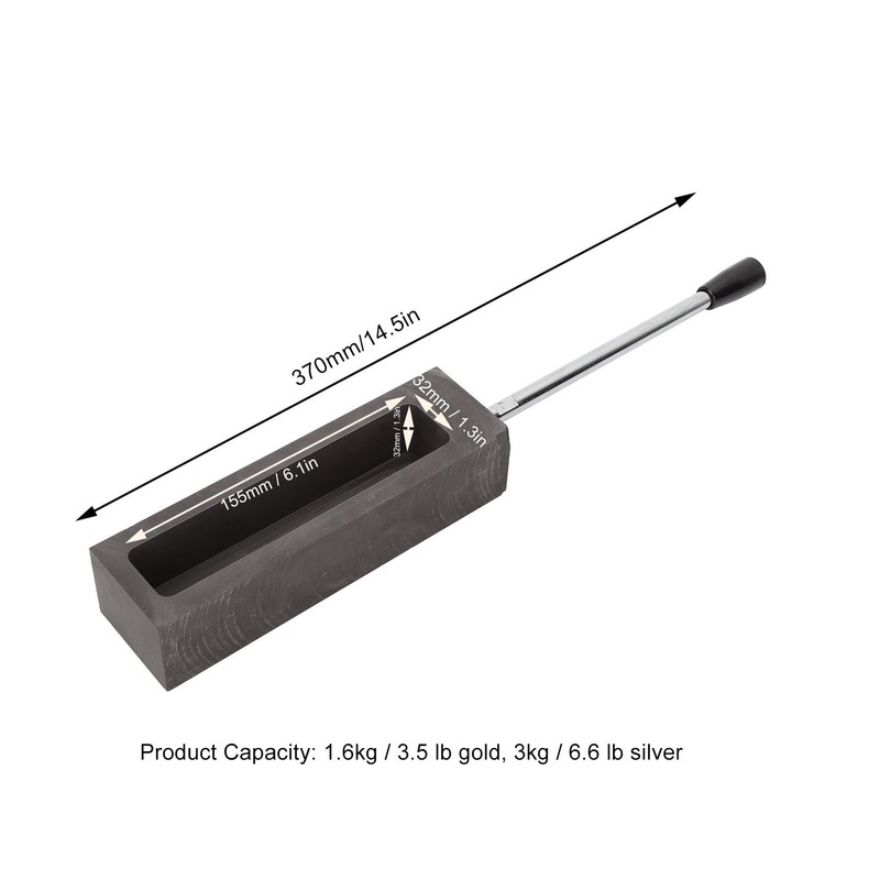 Ingot Graphite Mould Long Handle Graphite Fused Gold 6.6 Lb