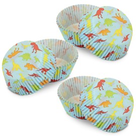 Kaffeehaus Diamant Dino Muffin Cases in Blue, Pack of 150, Paper Muffin Cases for Making Cupcakes & Muffins, Ideal for a Children's Birthday, Dinosaur Party and More