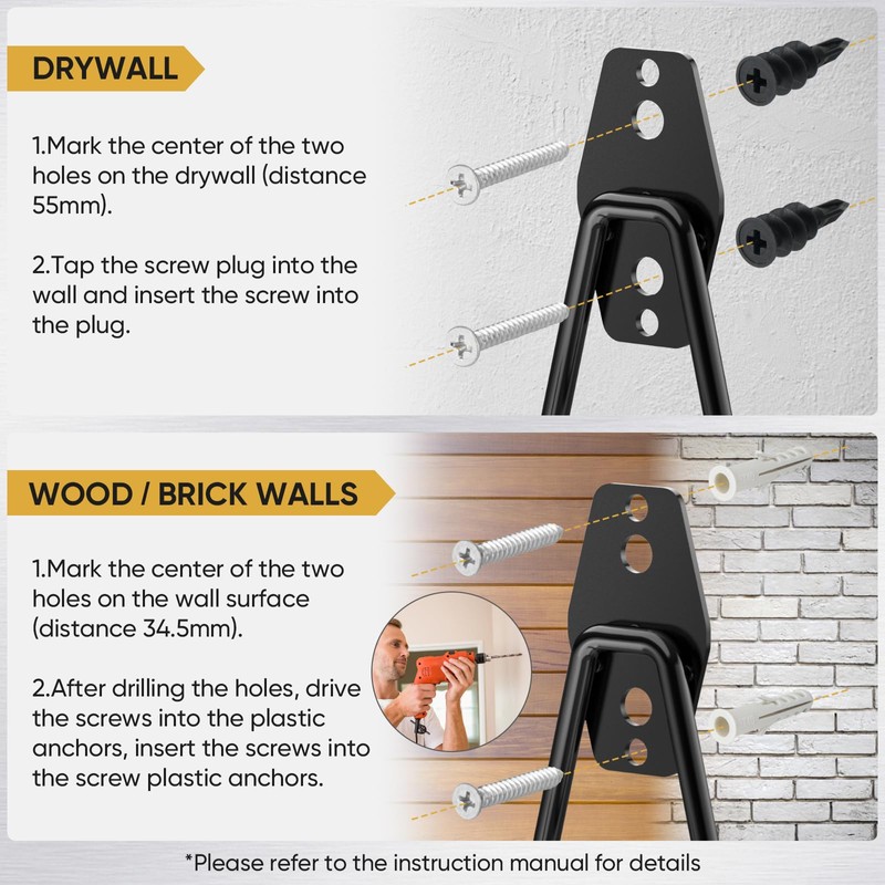 TICONN 12 Pack Heavy Duty Garage Hooks, Steel Utility Wall
