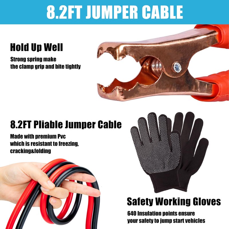 AUTODECO Roadside Emergency Kit Car Safety Kit with Jumper Cables