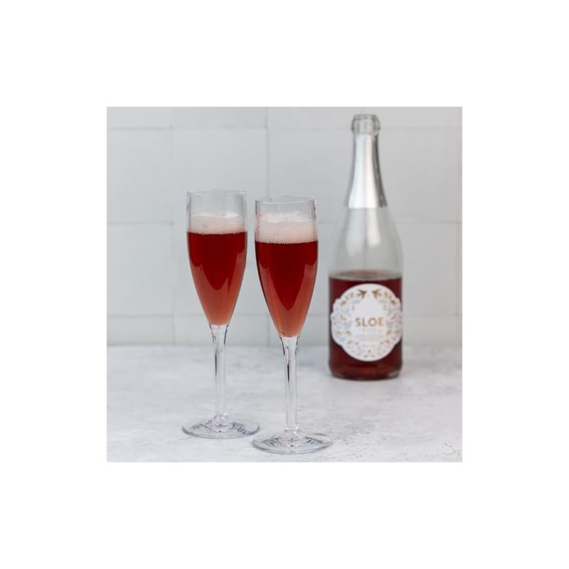 SECO 190ml Reusable Polycarbonate Champagne Flute/Glass, Pack of 6, Easy