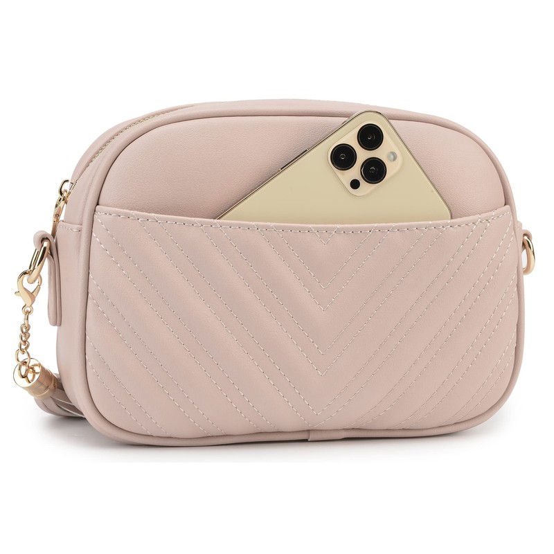 lola mae Quilted Crossbody Bag, Trendy Design Shoulder Purse, Blush