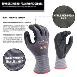 LINCONSON 6 Pack Flexible Spandex Knit With Nitrile Micro-Foam Palm Construction & Mechanics Safety Work Gloves