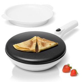 Moss & Stone Cordless Electric Crepe Maker With Auto Power Off, On/Off Switch & Dual Temperature Setting, 8 Inch Portable Crepe Maker & Non-Stick Dipping Plate, Nonstick Ceramic Coating Pan