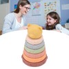 6 Pcs Soft Sensory Stacking Circle Toys with Bear Stacker