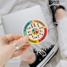 3 Pcs Ohms Law Sticker, Ohms Law Wheel Electrician Hard Hat Physics Stickers, Inappropriate Stickers, Programming Stickers - Vinyl Sticker 3 Inches for Water Bottles Laptop Phone Car Window Helmet