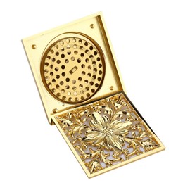 Brass Antique Square Floor Drain Shower Ground Dish Drainer with Strainer Filter Drainage Cleaning for Bathroom Washroom
