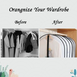 Dress Bags, 3PCS Long Dress Bags Covers, 60 * 140 cm Garment Covers Translucent with Zip Waterproof Dustproof, Protector Full Length for Long Dress Shirts Suits Jackets Coats Storage