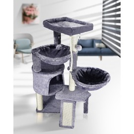 Smouatou Target 37.4 Grey Cat Tree Condo With Hammocks Scratching Posts And Fun Toys