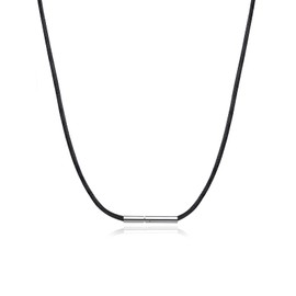 Black Leather Necklace Cord with Clasp for Men Women Hip Hop Braided Rope Chain Replacement Link for Pendant 26inch