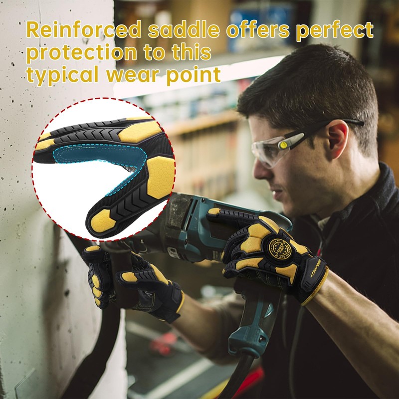 HANDLANDY Cut Resistant Gloves Men Anti Vibration Work Gloves, Padded