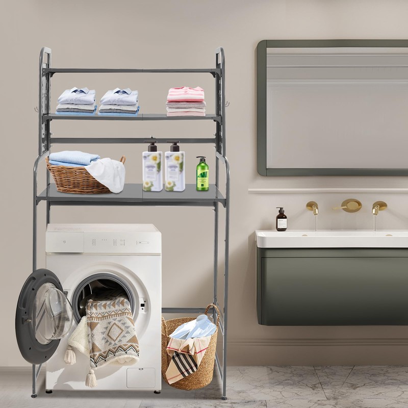 ACNAO Laundry Room Shelf, 3-Tier Adjustable Washing Machine and Dryer