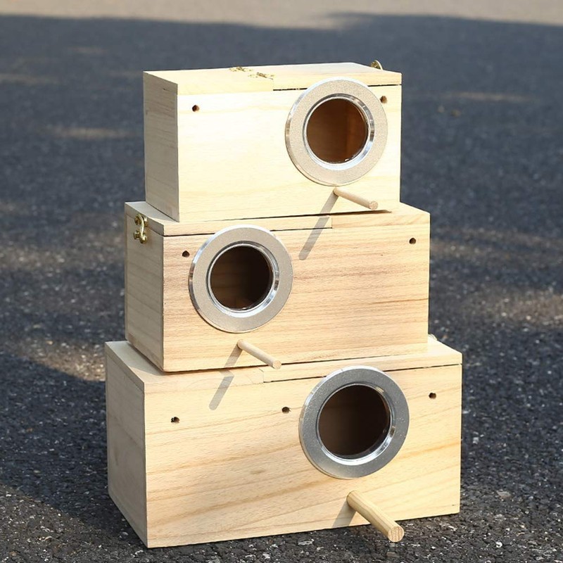 YJJKJ Pet Wood Parakeet Nest Box Bird House Breeding Nesting