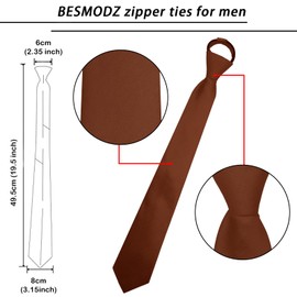 BESMODZ Mens 6PCS Zipper Ties Pretied Wedding Formal Necktie Stripe Neck Tie Set