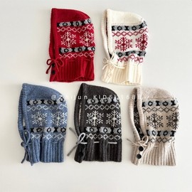 Kids' Winter Knit Balaclava Beanie & Neck Warmer Hat lf2914 Free Size/Red 3ea