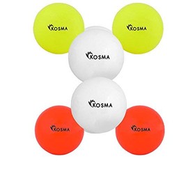 Kosma Set of 6 Smooth Hockey Balls | Outdoor Sports Practice Training Ball (2Pc White, 2Pc Yellow, 2Pc Orange)
