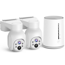 Camcamp Security Cameras Outdoor Wireless, Battery Powered, 2 Cam-Kit, 2K QHD Home Security Cameras System with Pan Tilt View, Spotlight Camera, AI Human Detection, Easy Setup, 5G & 2,4G WiFi