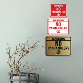 Signs ByLITA Classic Framed Warning No Panhandlers Sign (Brushed Gold) - Medium