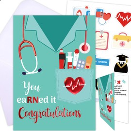 Fancy Land Foiled Nurse Graduation Card with Envelope RN Graduation Gifts for Nursing School Medical Party