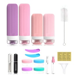 18 Unidades Botellas De Viaje Para Artículos De Tocador Rosa