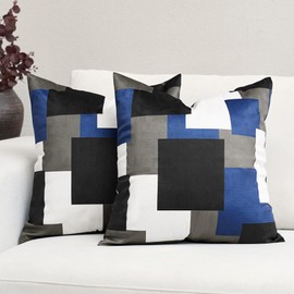 Tyrot Royal Blue Throw Pillow Covers 18x18 Inches Set of 2 Modern Abstract Geometric Decorative Pillowcases Blue White Square Accent Cushion Case Soft Pillow Cover for Couch Sofa Bedroom Living Room