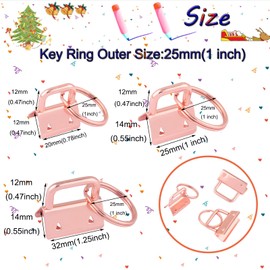 Rainbow Key Fob Hardware Set - 1 inch Key Chain Hardware with Key Ring for Webbing Wristlets Fabric Key Lanyard Clasp Supplies (25 mm, Rose Gold)