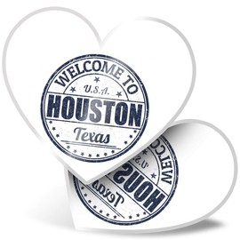 2 x Heart Stickers 7.5 cm - Welcome to Houston Texas USA Travel Fun Decals for Laptops,Tablets,Luggage,Scrap Booking,Fridges, #5222