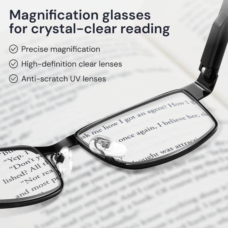 BLS Businessman Rectangular Reading Glasses - Professional Durable Readers -