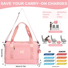 for Ryanair Cabin Bags 40x20x25 Underseat Cabin Bag Waterproof Travel Hand Luggage Bag Carry on Bag Weekend Overnight Bag for Women and Men with Shoe Pouch