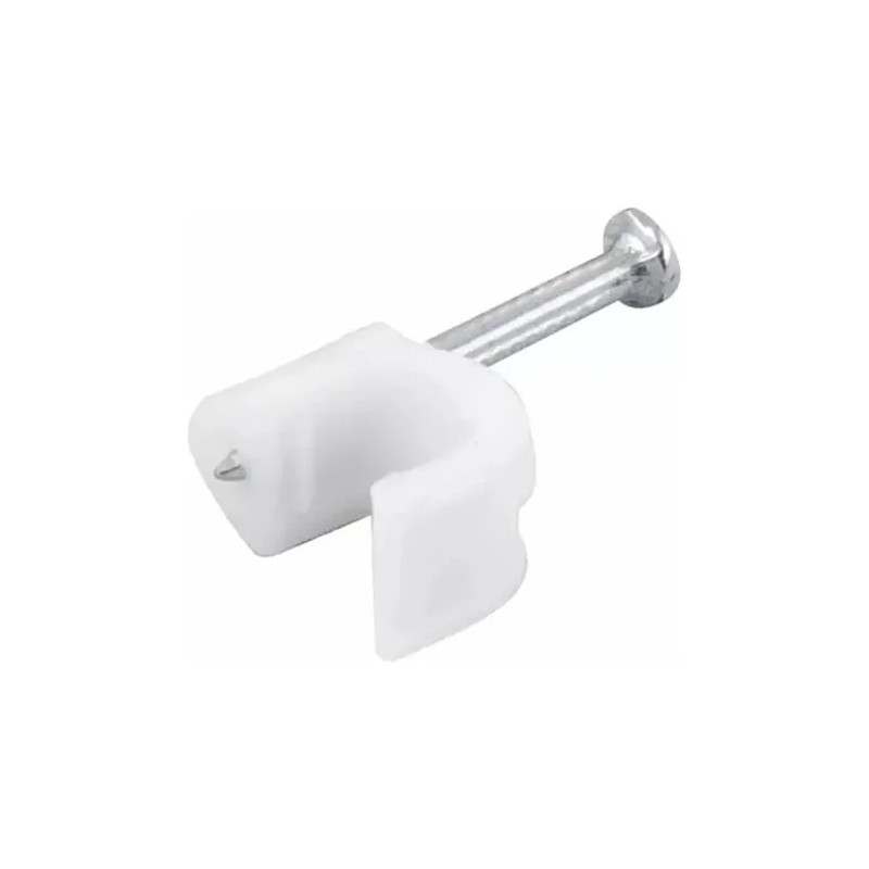 Grapa Para Cable Redondo 10mm Color Blanco 100 Pzs