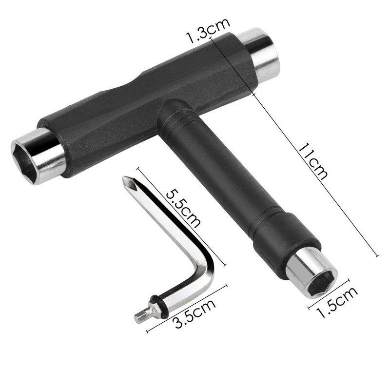 TRIXES Black 5 Way Scooter/Skateboard/Longboard Tool with Key Turner