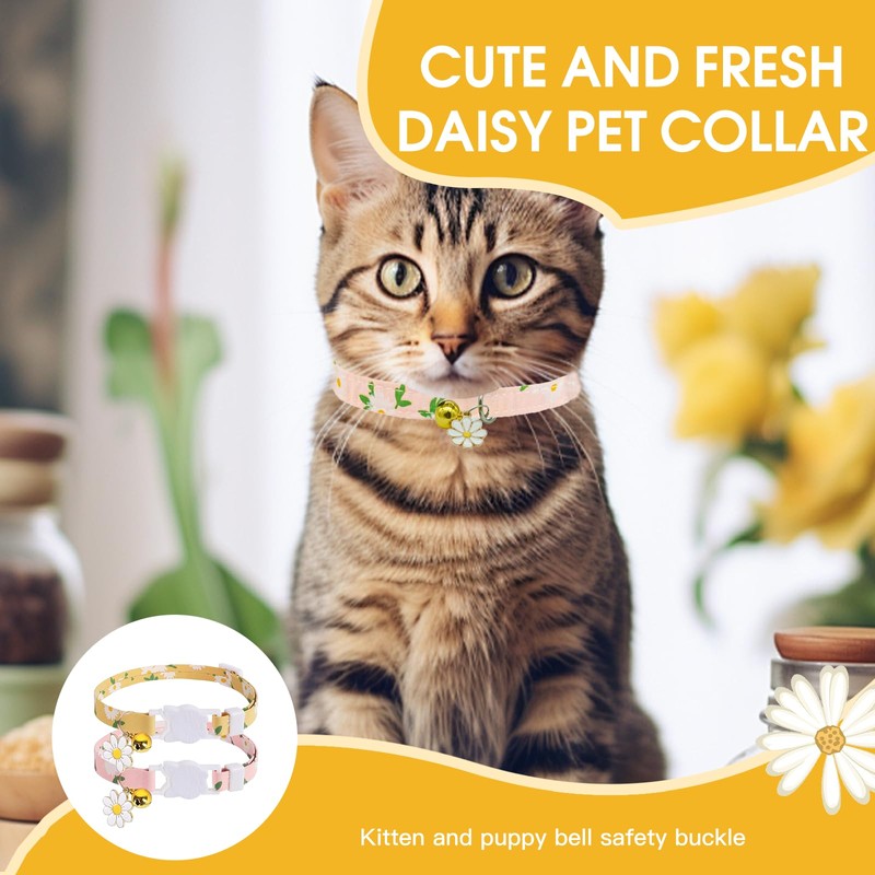 LFCFBH 2 PCS Soft Cat Collar with Bell, Adjustable Flower