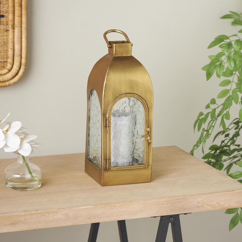 Deco 79 Metal Indoor Outdoor Candle Lantern Arched Lantern Candle