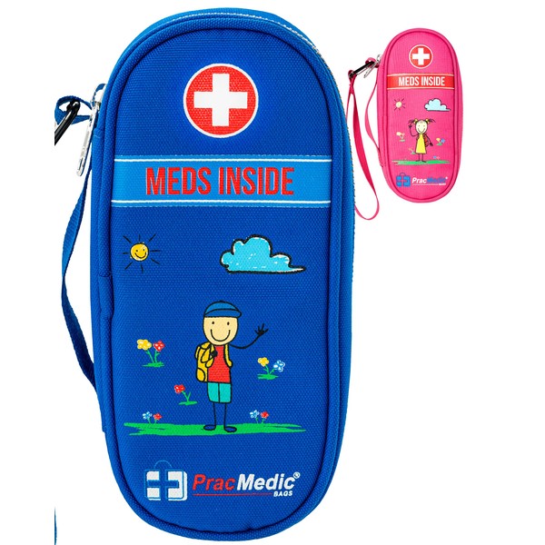 PracMedic Bags Epipen Case - Epi pens Carrying Case- Medical Case for Kids - Insulated to Hold Inhaler, Epi Pen, Auvi Q, Epinephrine, Allergies Medication - Medicine Bag for Traveling (Blue)