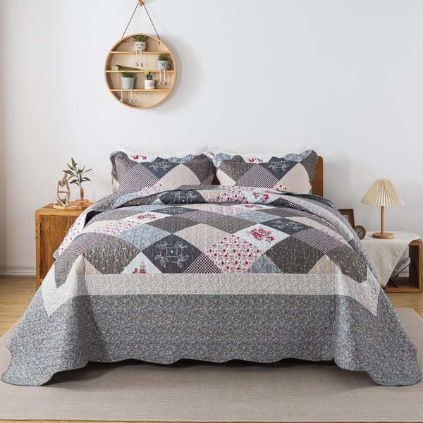 HoneiLife Oversized King Bedspreads 120x120-3 Pcs California King Quilt, Extra