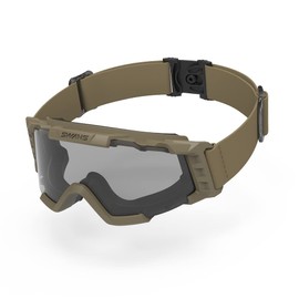 Swans LayLax Anti-Fog Tactical Goggles, Tan Frame & Light Smoke Lenses, ANSI Z87+ Compatible, Made in Japan, Bulletproof