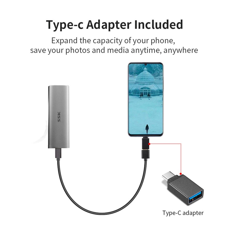 SSK 128GB Portable External SSD, up to 550MB/s Ultra Speed