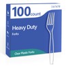 SACATR 100 Count Disposable Plastic Forks,Heavy Duty Plastic Forks, Clear