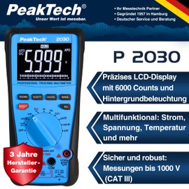 PeakTech 2030 - True RMS 1000V Digital Multimeter 6,000 Counts
