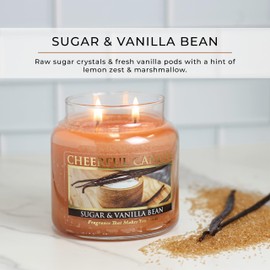 A Cheerful Giver - Sugar & Vanilla Bean - 16oz Medium Scented Candle Jar with Lid - Cheerful Candle - 80 Hours of Burn Time, Christmas Gift for Women, Brown